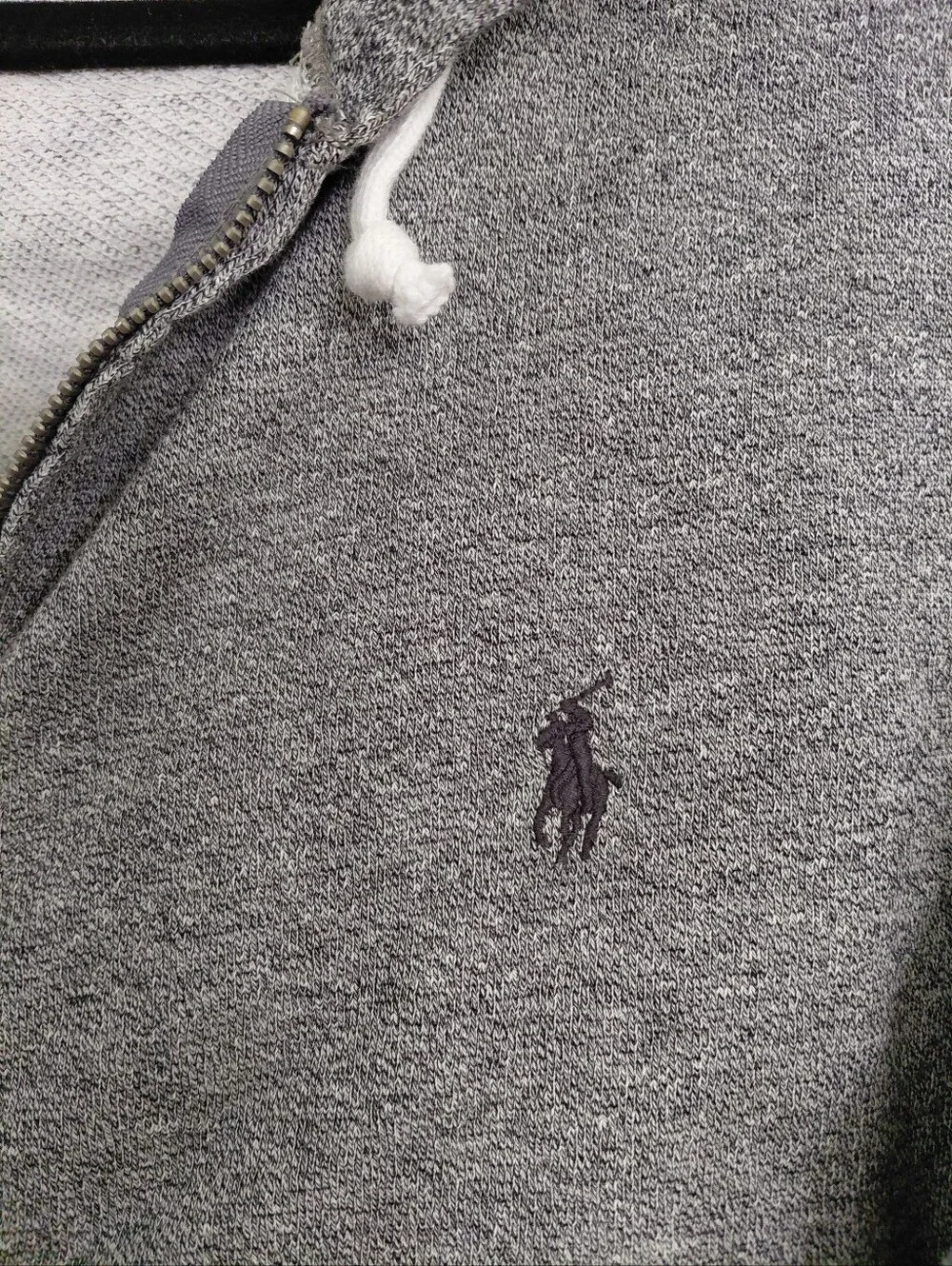 Polo Ralph Lauren Mens Full Zip Hoodie Grey Logo Large old money
